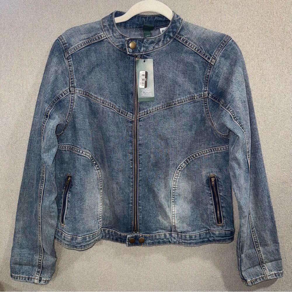 Wild fable size medium motor Denim Zip-Up Jacket NWT